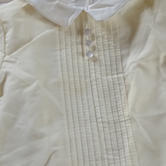 Vintage Infant Yellow pleat front Onesie with collar - Picture 2 of 5